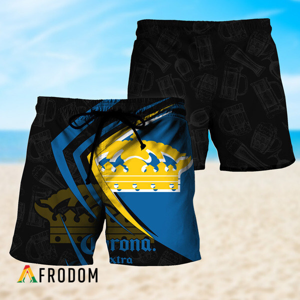 Black Mix Esport Doodle Corona Extra Beer Hawaiian Shorts HU