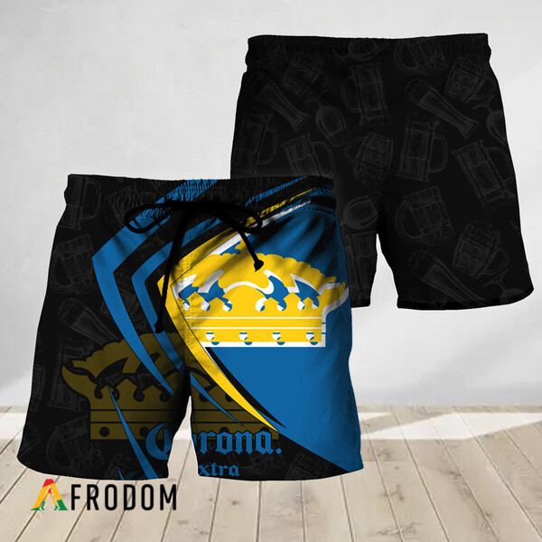 Black Mix Esport Doodle Corona Extra Beer Hawaiian Shorts HU