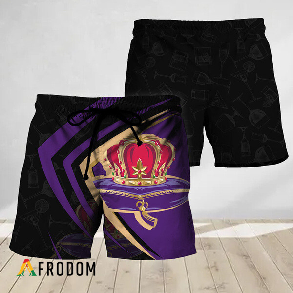 Black Mix Esport Doodle Crown Royal Hawaiian Shorts HU