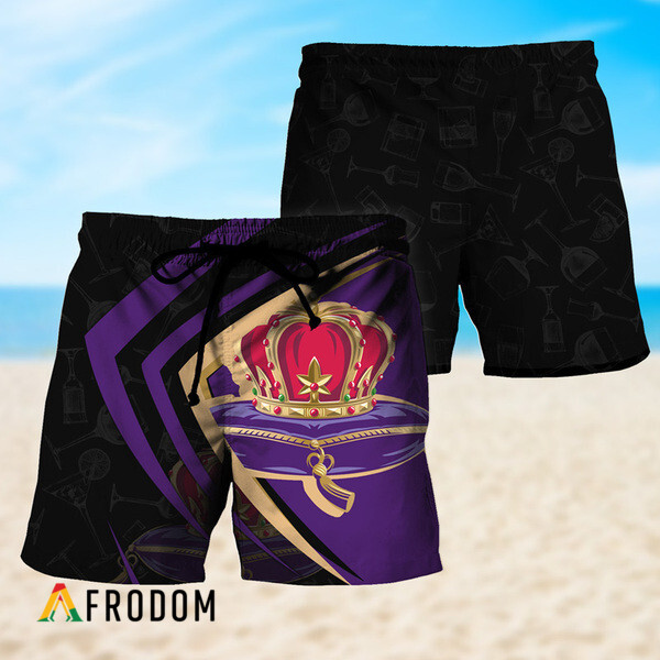 Black Mix Esport Doodle Crown Royal Hawaiian Shorts HU