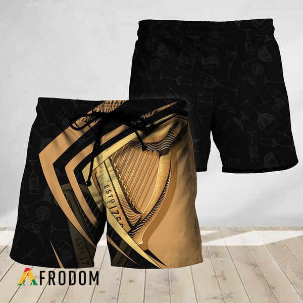 Black Mix Esport Doodle Guinness Beer Hawaiian Shorts HU