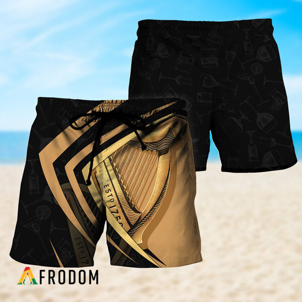 Black Mix Esport Doodle Guinness Beer Hawaiian Shorts HU