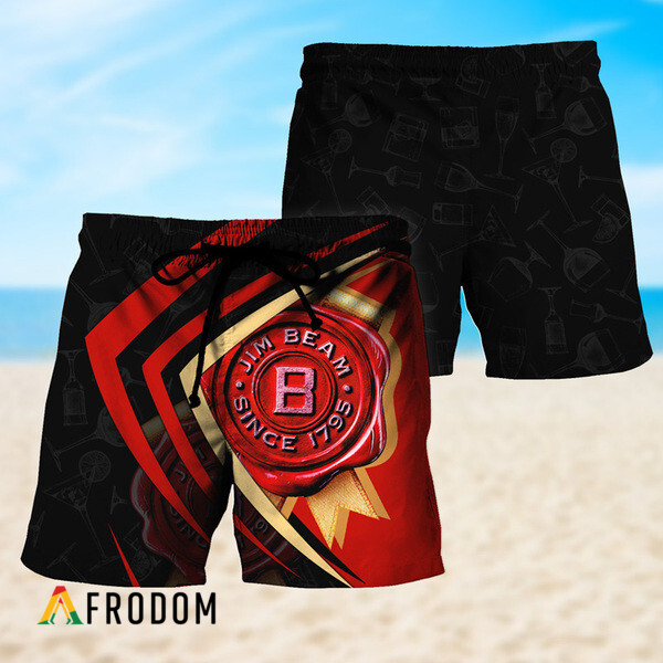 Black Mix Esport Doodle Jim Beam Hawaiian Shorts HU
