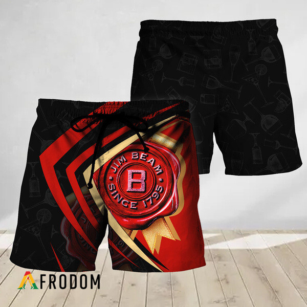 Black Mix Esport Doodle Jim Beam Hawaiian Shorts HU
