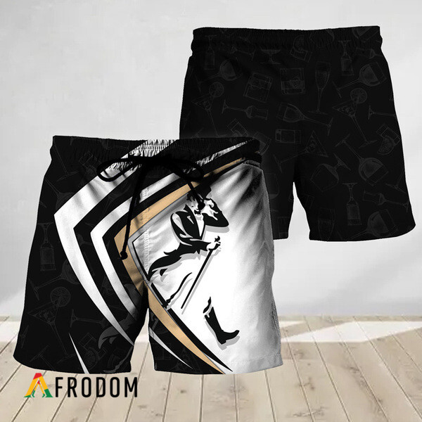 Black Mix Esport Doodle Johnnie Walker Hawaiian Shorts HU