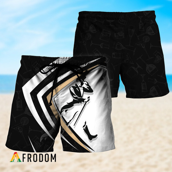 Black Mix Esport Doodle Johnnie Walker Hawaiian Shorts HU