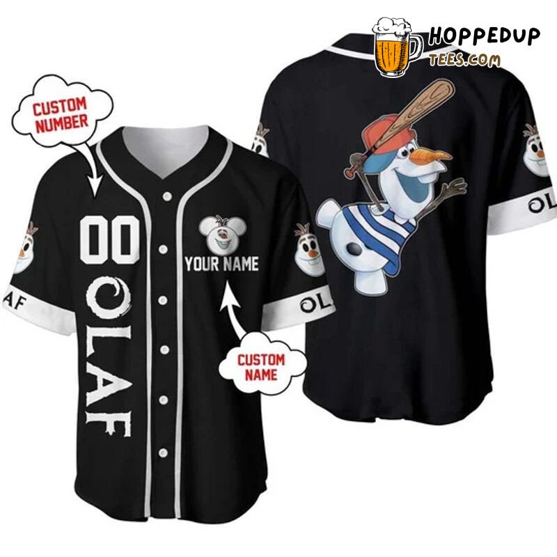 Black Olaf Frozen Playing Baseball Unisex Personalized Jersey
