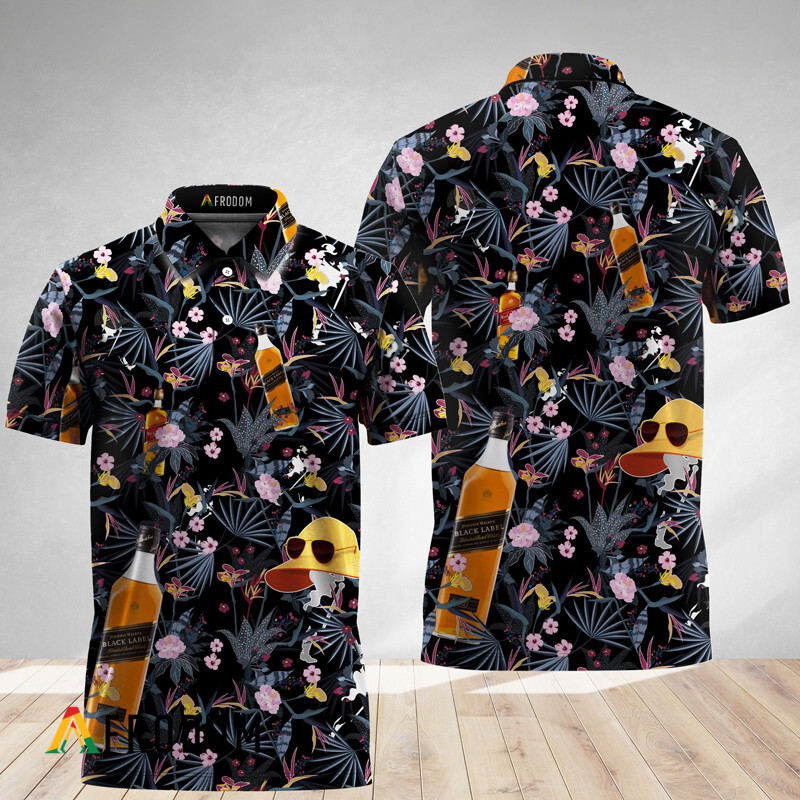 Black Palm Floral Johnnie Walker Polo Shirt HU