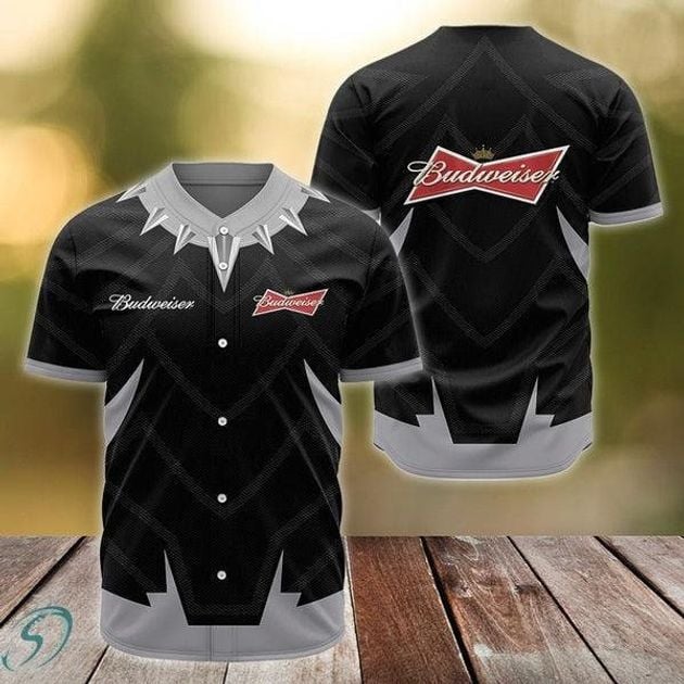 Black Panther Budweiser Beer Themed Baseball Jersey HU