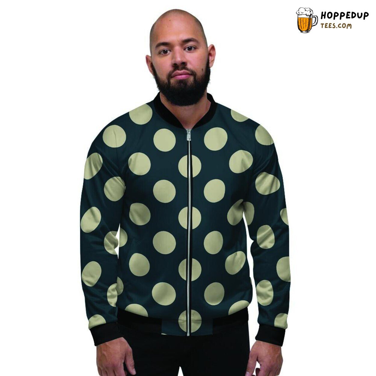 Black Polka Dot Vintage Design Men’s Bomber Jacket Timeless Spotted Fashion Wear