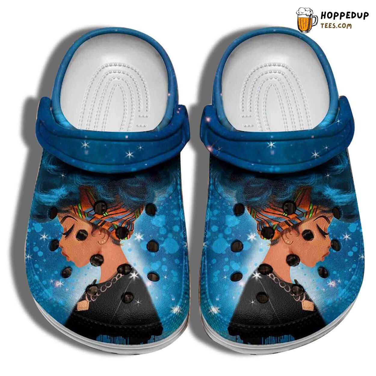 Black Pride Girl Blue Themed Comfortable Unique Design Clogs Shoes