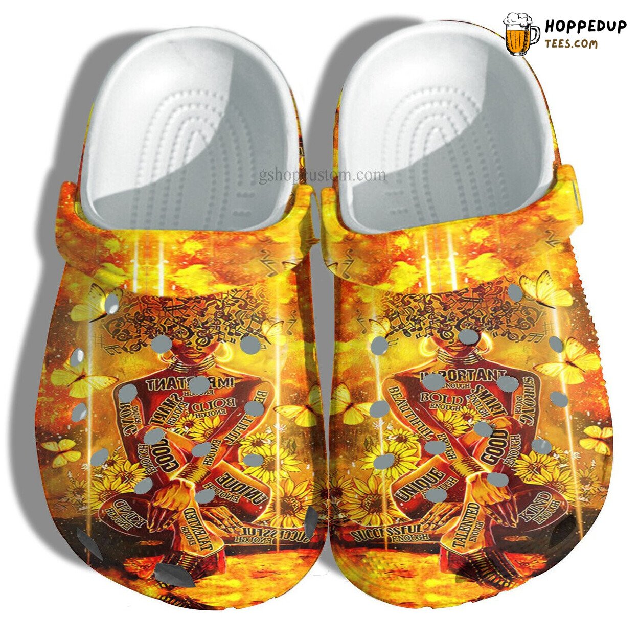Black Queen Butterfly Sunflower June Teenth Women Gift Clogs