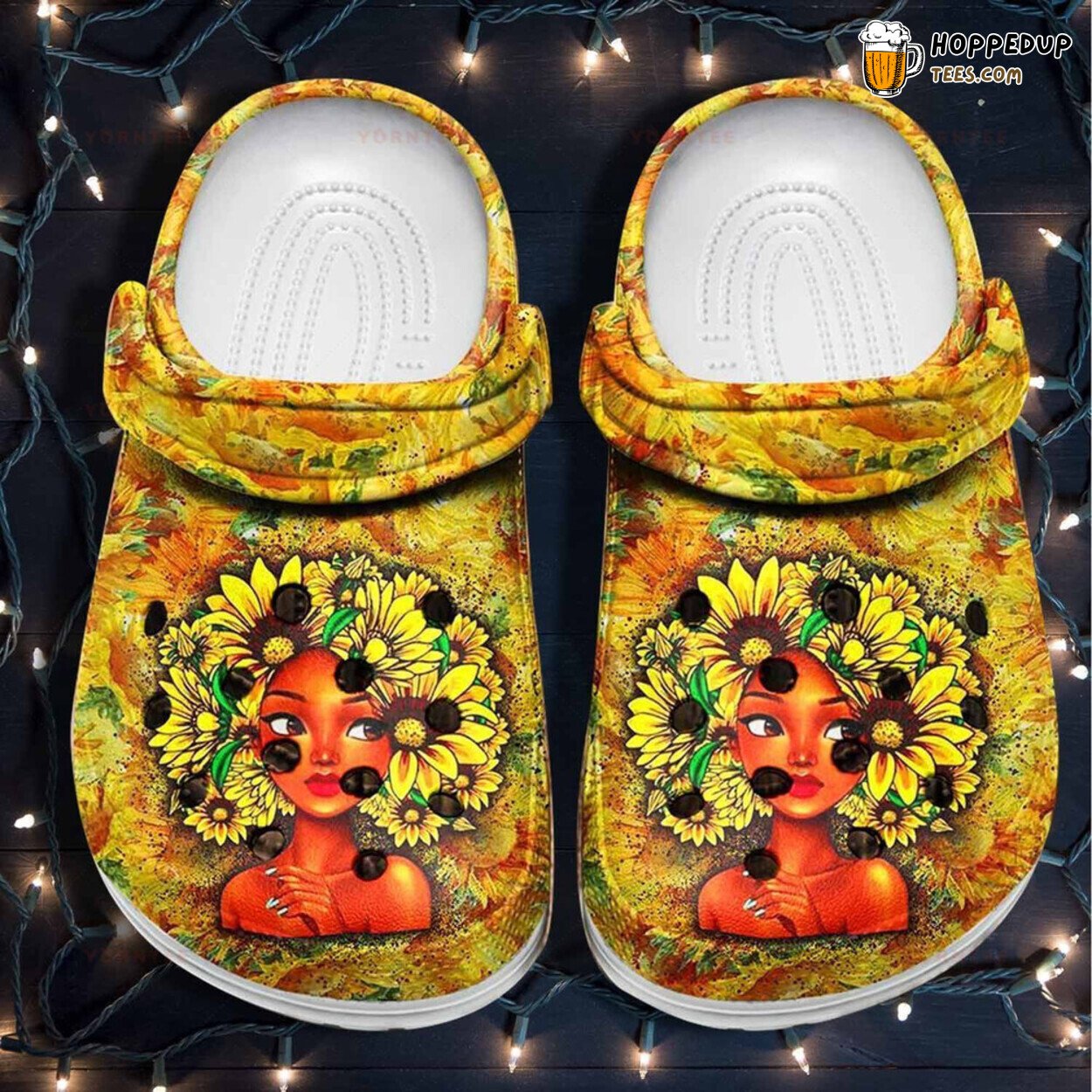 Black Queen Sunflower Lover Gift Stylish Comfortable Rubber Clogs