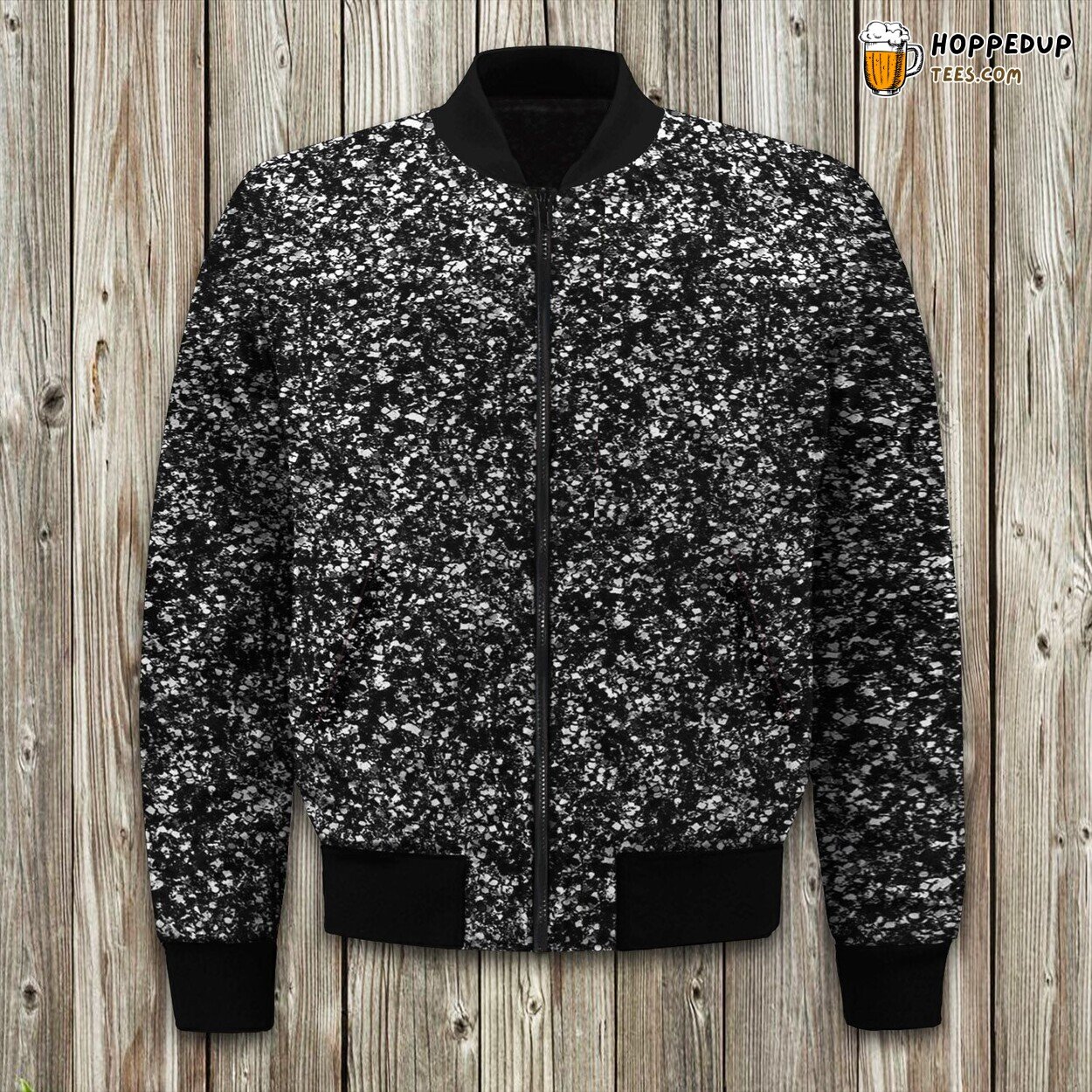 Black Sequins Glitter Texture Bomber Jacket