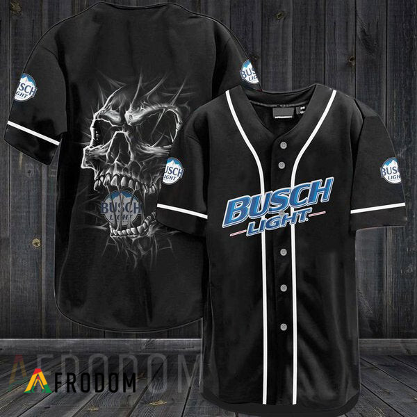 Black Skull Busch Light Baseball Jersey HU
