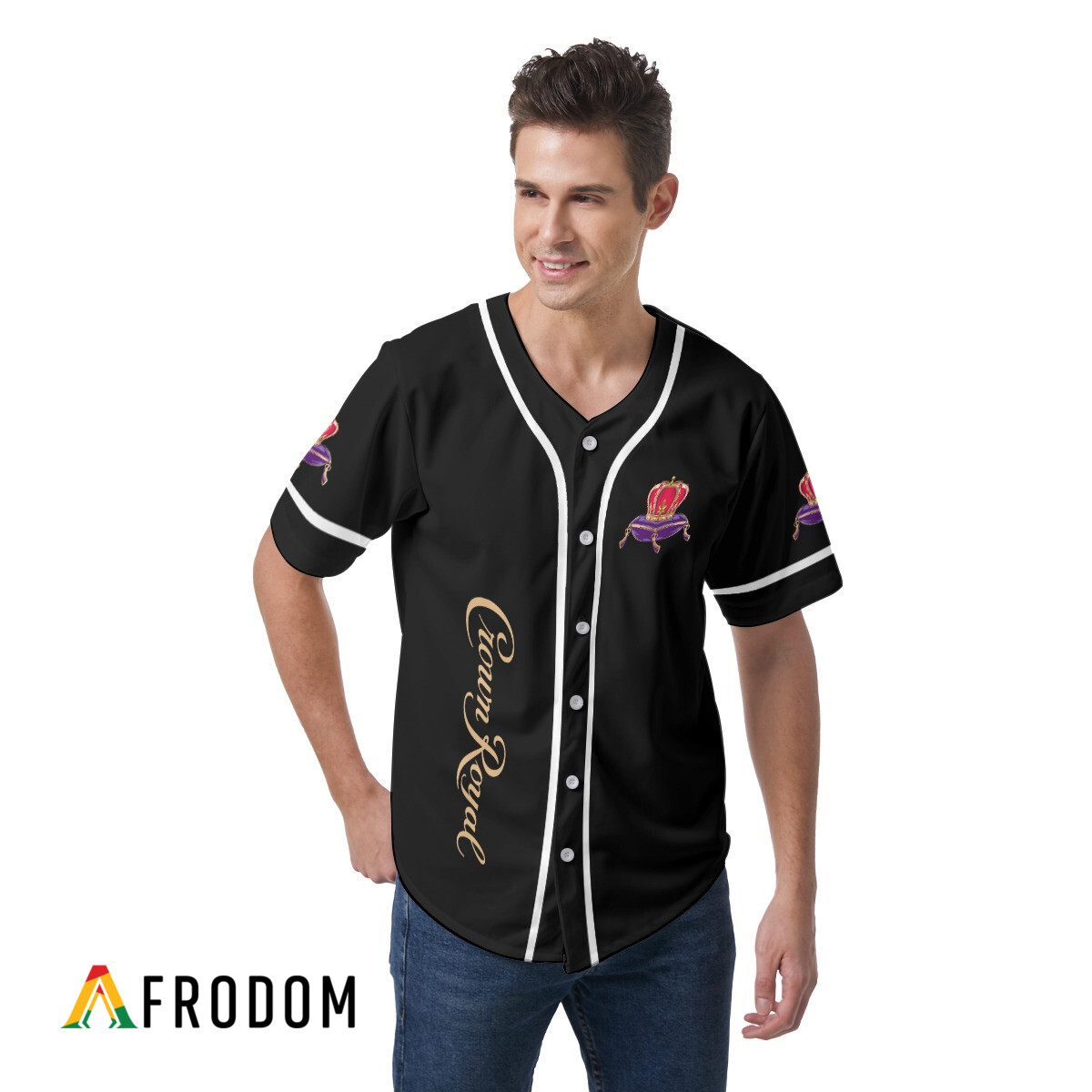 Black Skull Crown Royal Whiskey Baseball Jersey Shirt HU