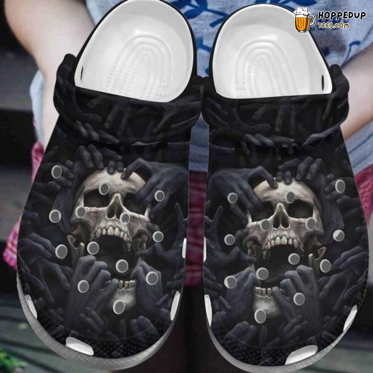 Black Skull Themed Crocbland Clog Comfortable Gifts Men Son Shoes
