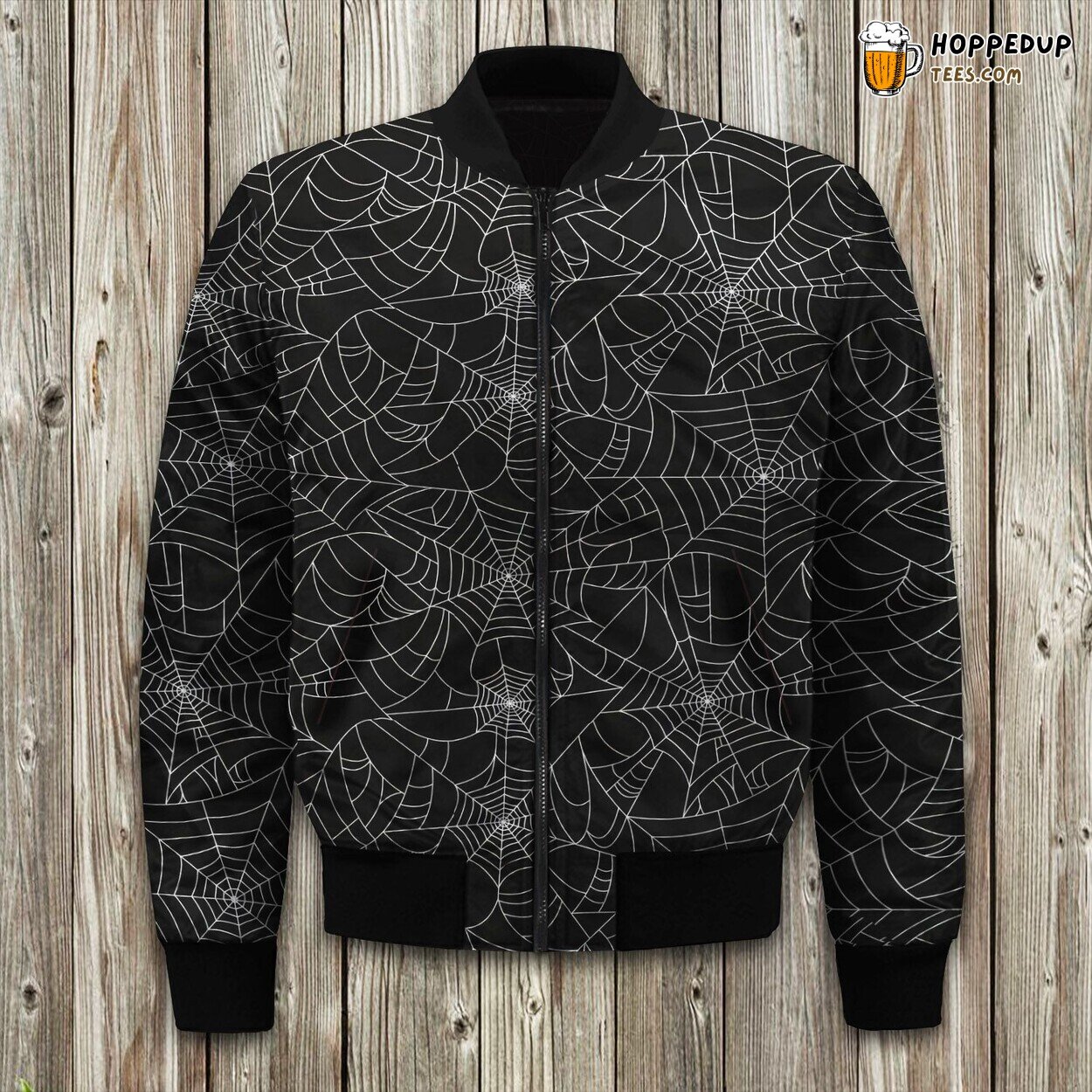 Black Spider Web Bomber Jacket Winter Tailored Precision Crafted Fit
