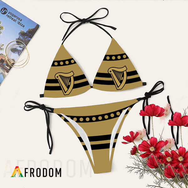 Black Stripe Guinness Triangle Bikini Set Swimsuit HU