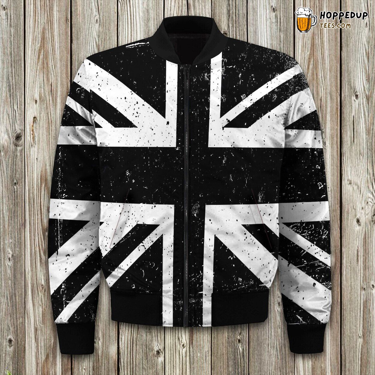 Black Union Themed Distinctive Winter Wear Bomber Jacket Design