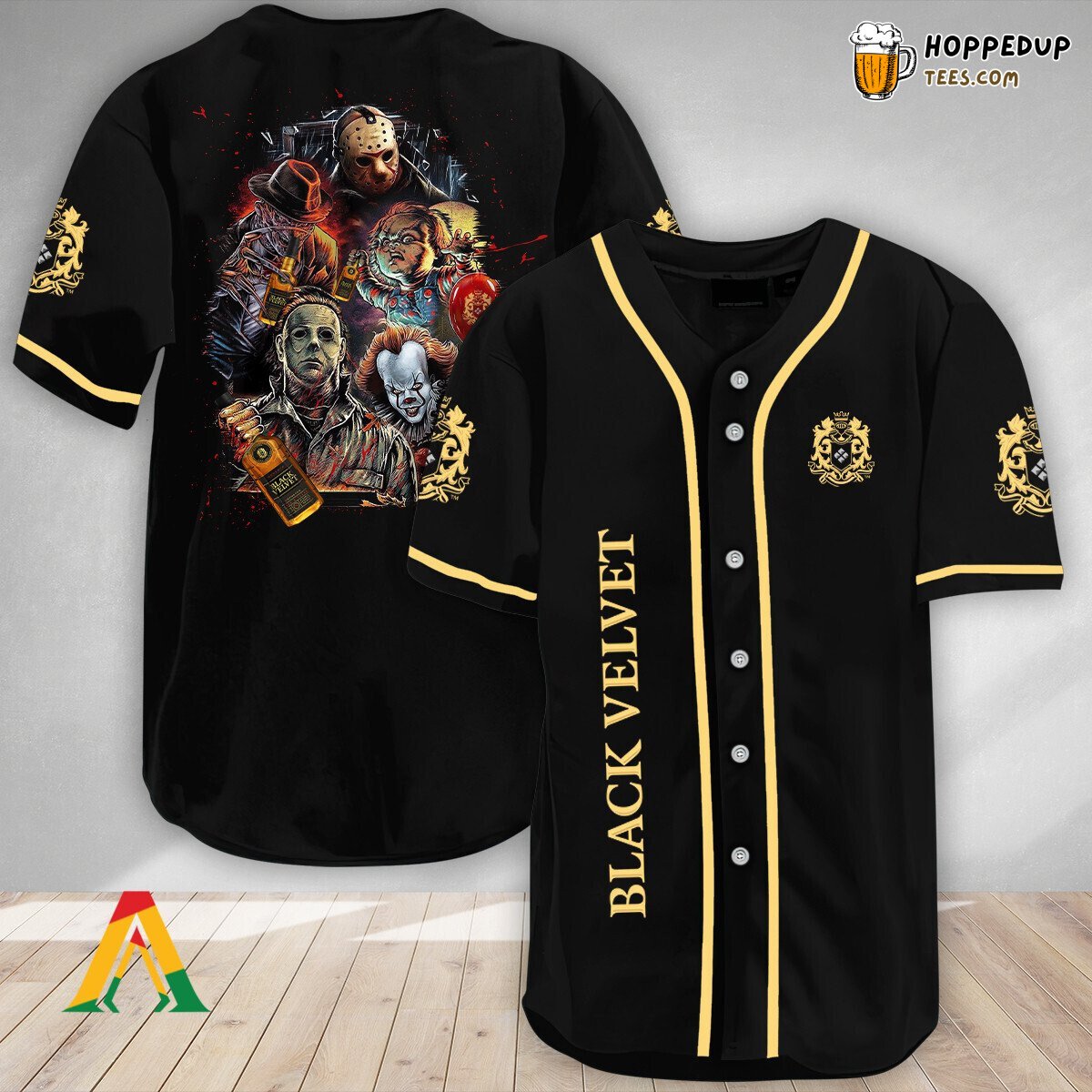 Black Velvet Halloween Horror Characters Distinct Baseball Jersey Design