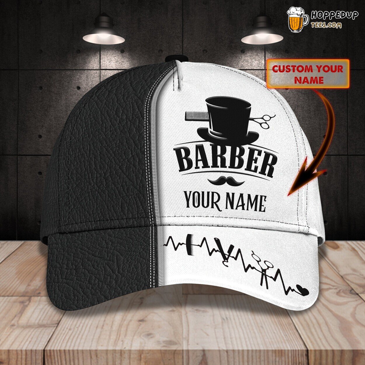 Black White Customized Baseball Cap Unique Barber Gift Design Black White Customized Baseball Cap Unique Barber Gift Design