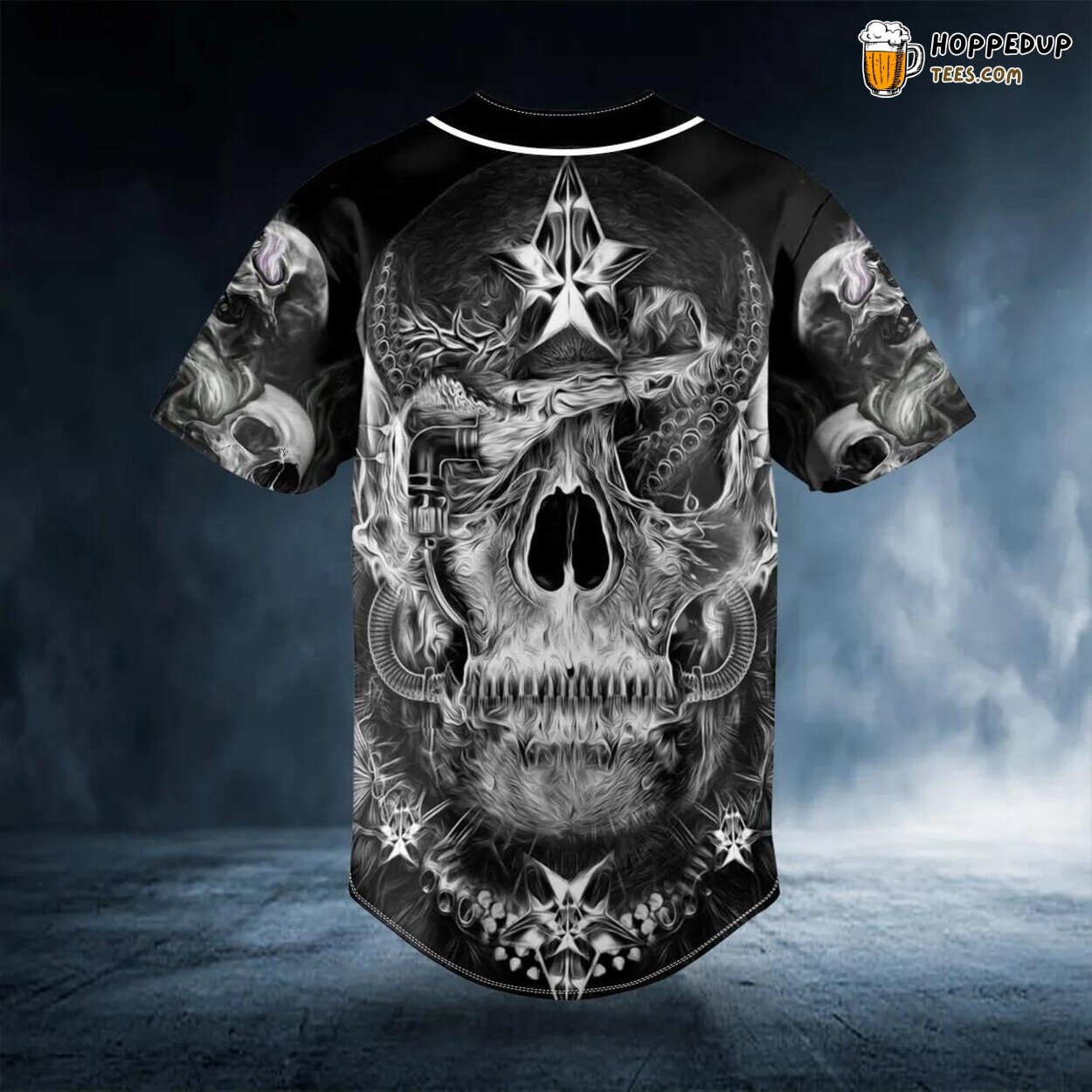 Black White Dragon Fire Skull Baseball Jersey 3D Tees Viking Unique Design Wear