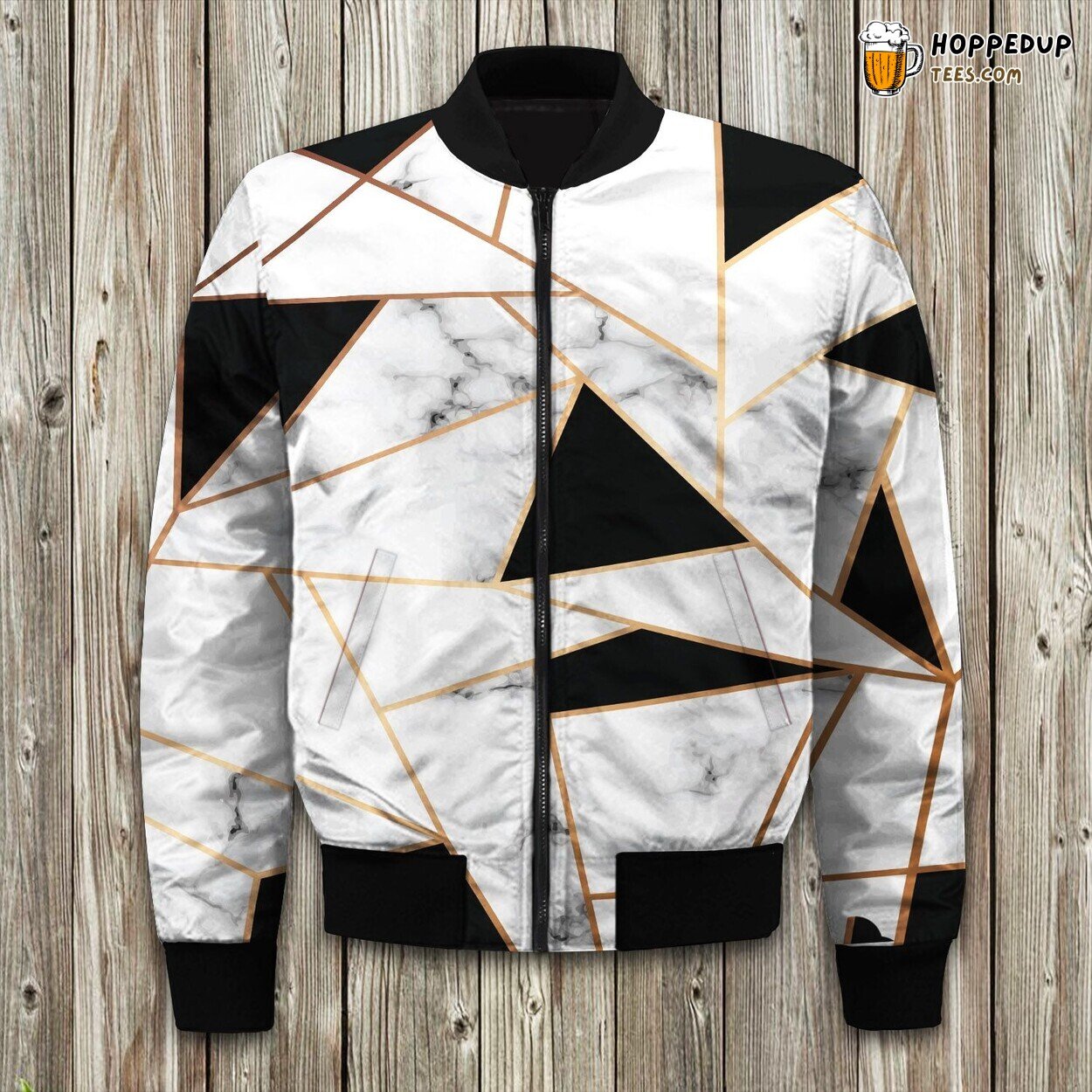 Black White Marble Bomber Jacket