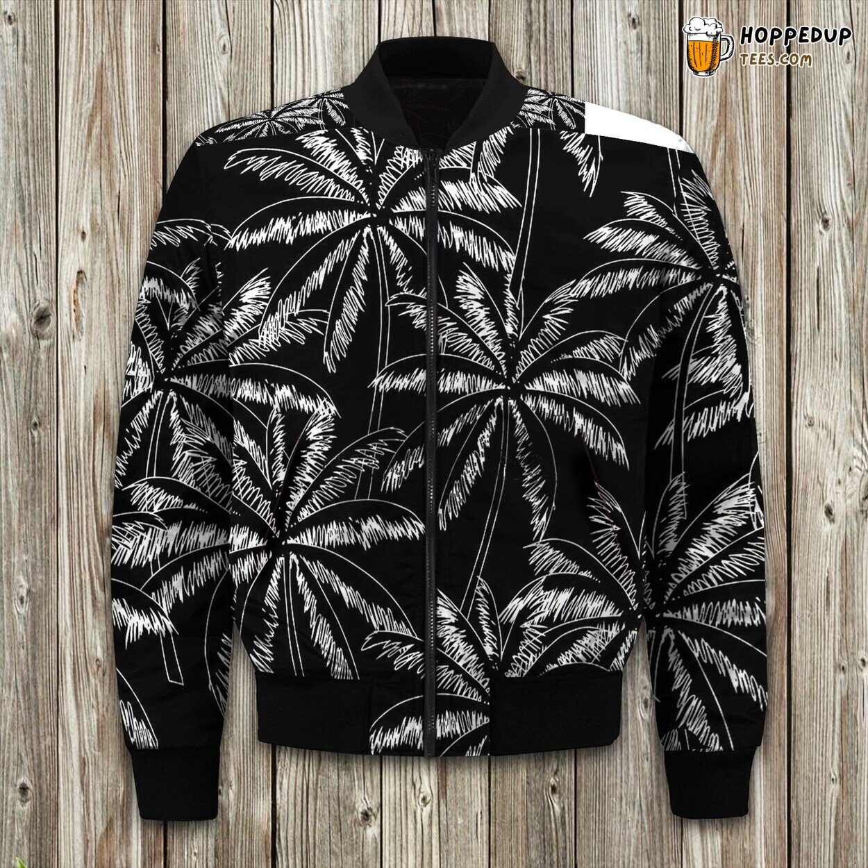 Black White Palm Tree Bomber Jacket