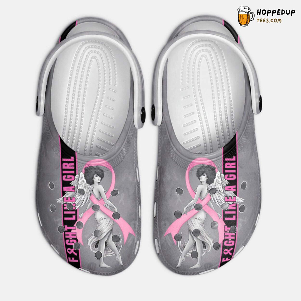 Black Woman Breast Cancer Awareness Themed Classic Comfortable Clogs