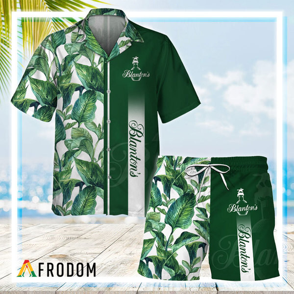 Blanton’S Bourbon Tropical Leaf Hawaiian Shirt And Shorts Set HU