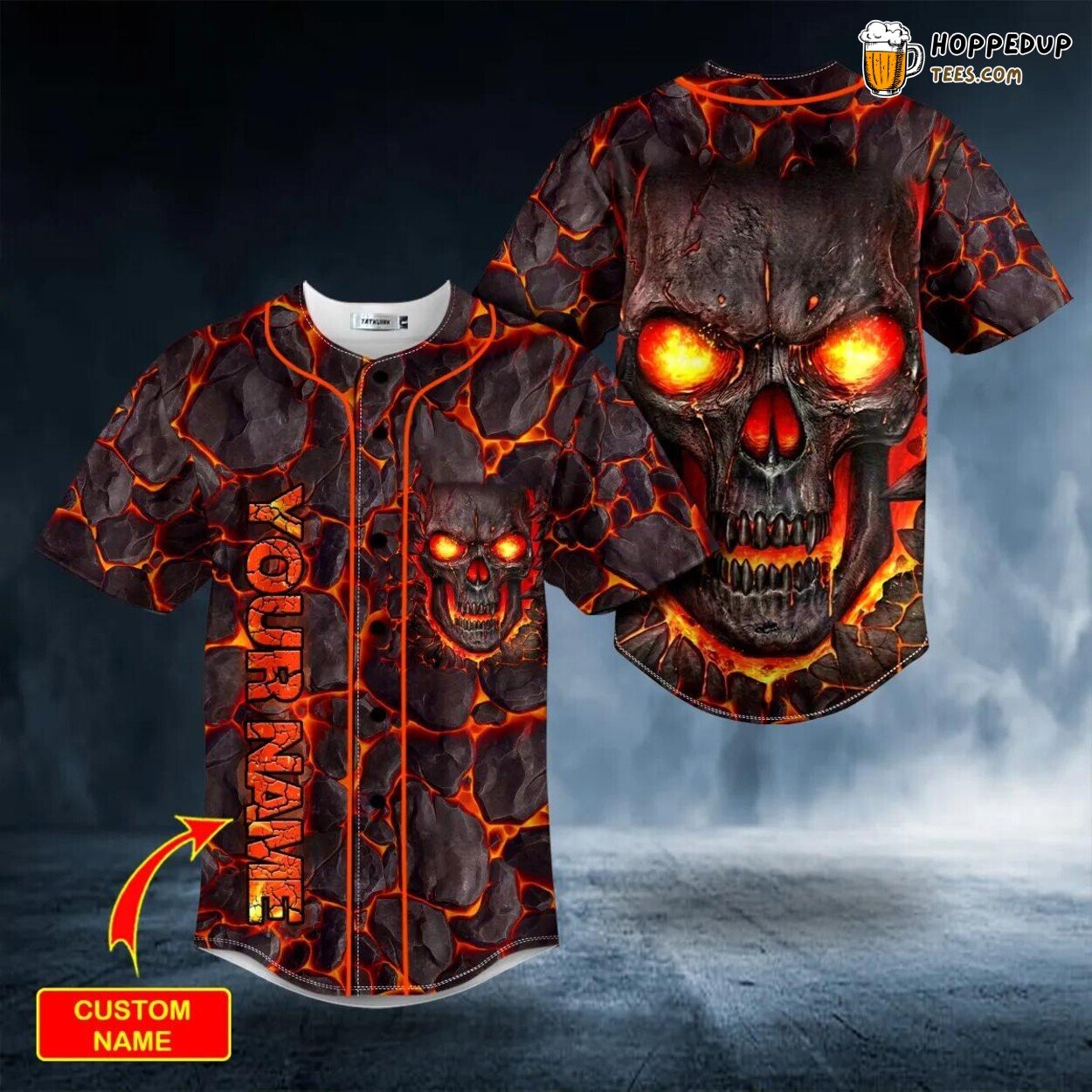 Blast Fire Skull Tailored Unique Baseball Jersey Design Custom
