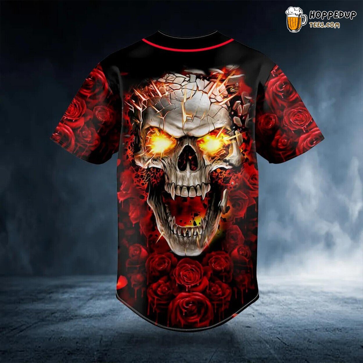 Blast Roses Skull Design Baseball Jersey Graphic Tees 3D Print Special
