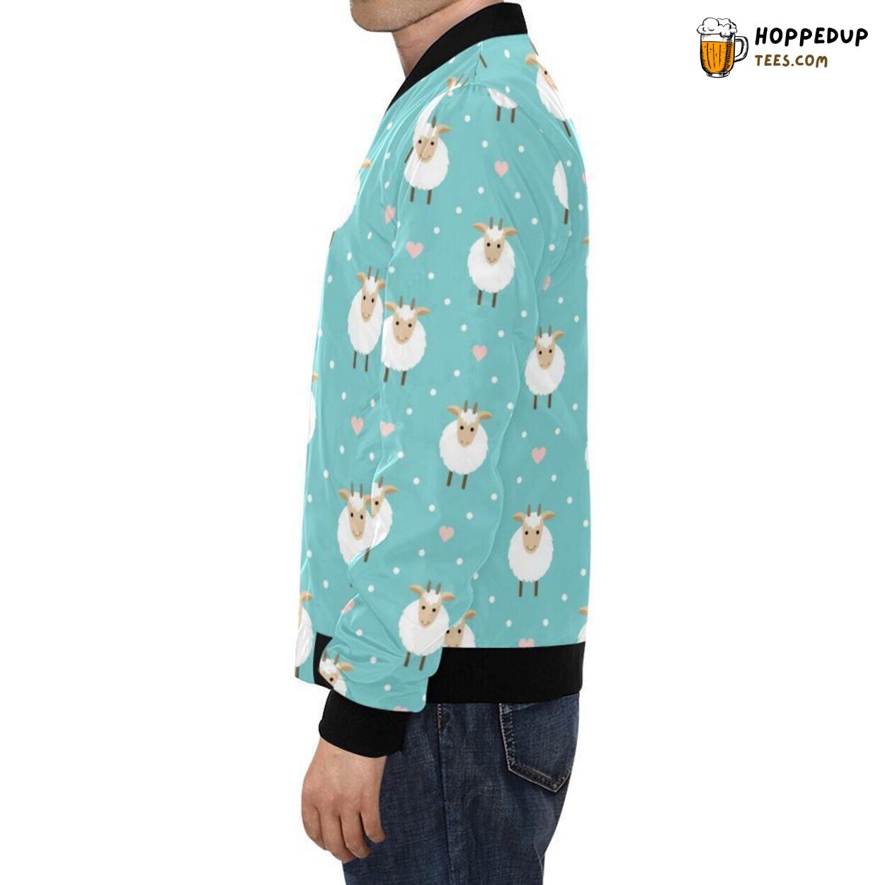 Blended Sheep Goat Print Pattern Showcased Men’s Bomber Jacket Art