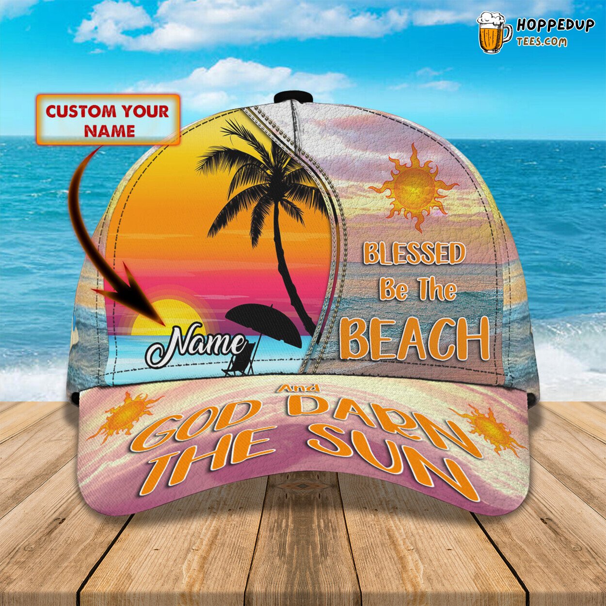 Blessed Be The Beach Ta 3D Classic Cap Personalized Name Premium Elegant Style