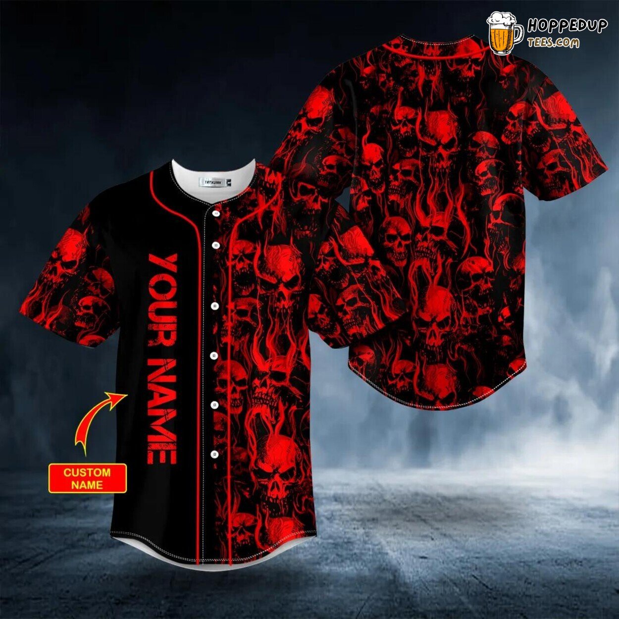 Blood Fire Skull Baseball Jersey Unique Design Wear Viking 3D Tees Graphic