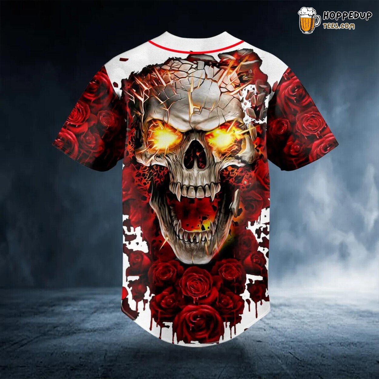 Blood Rose Fire Skull Baseball Jersey Viking 3D Tees Unique Design Wear Graphic