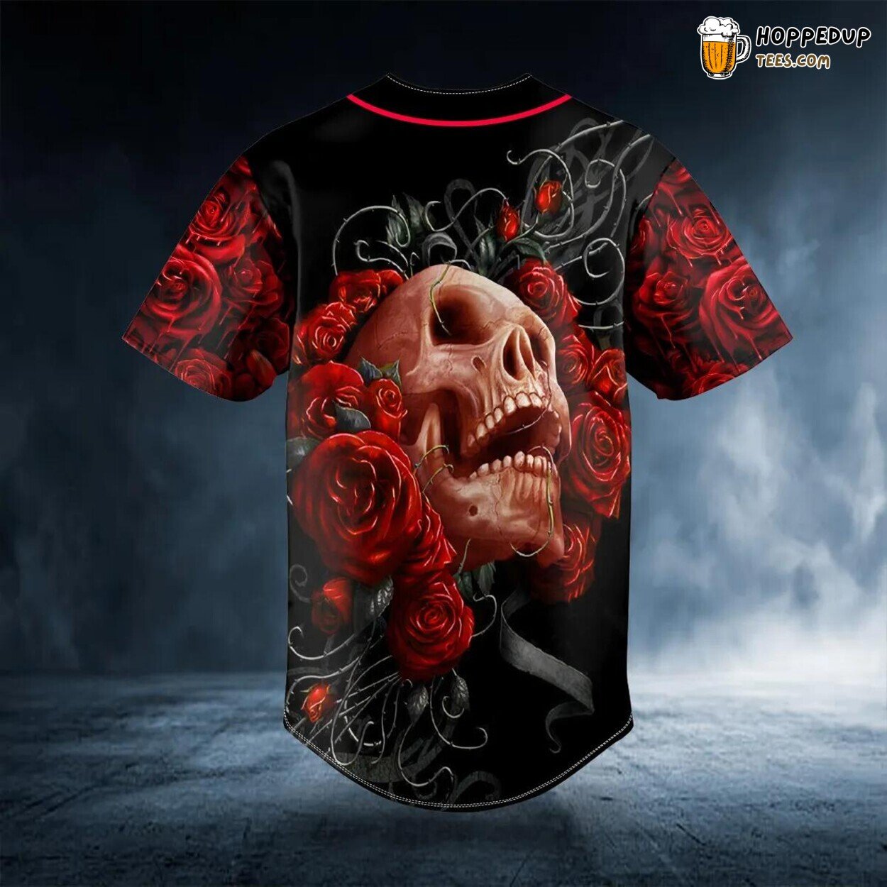 Blood Roses Skull Baseball Jersey Viking 3D Tees Unique Design Wear Graphic