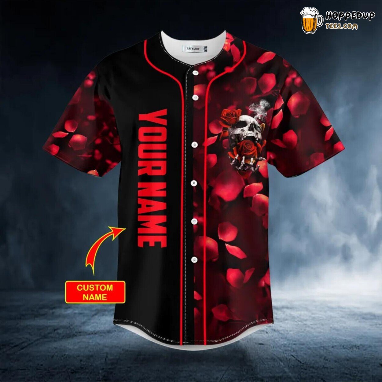 Blood Roses Sugar Skull Personalized 3D Printed Baseball Jersey Tee