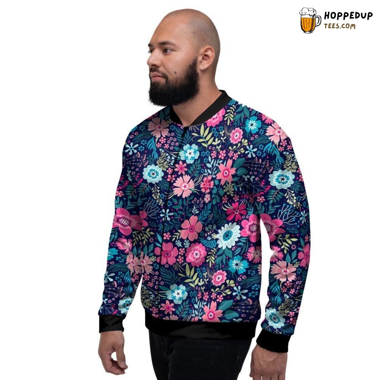 Blooming Beauty Cute Flower Display Men’s Bomber Jacket Nature’s Grace Tribute