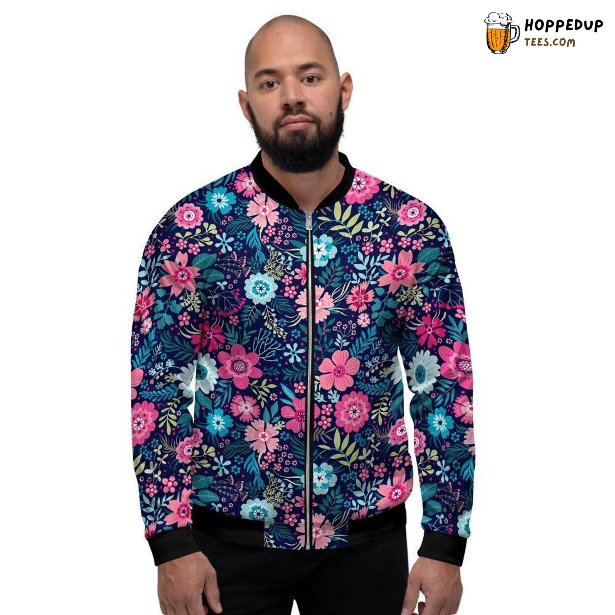 Blooming Beauty Cute Flower Display Men’s Bomber Jacket Nature’s Grace Tribute