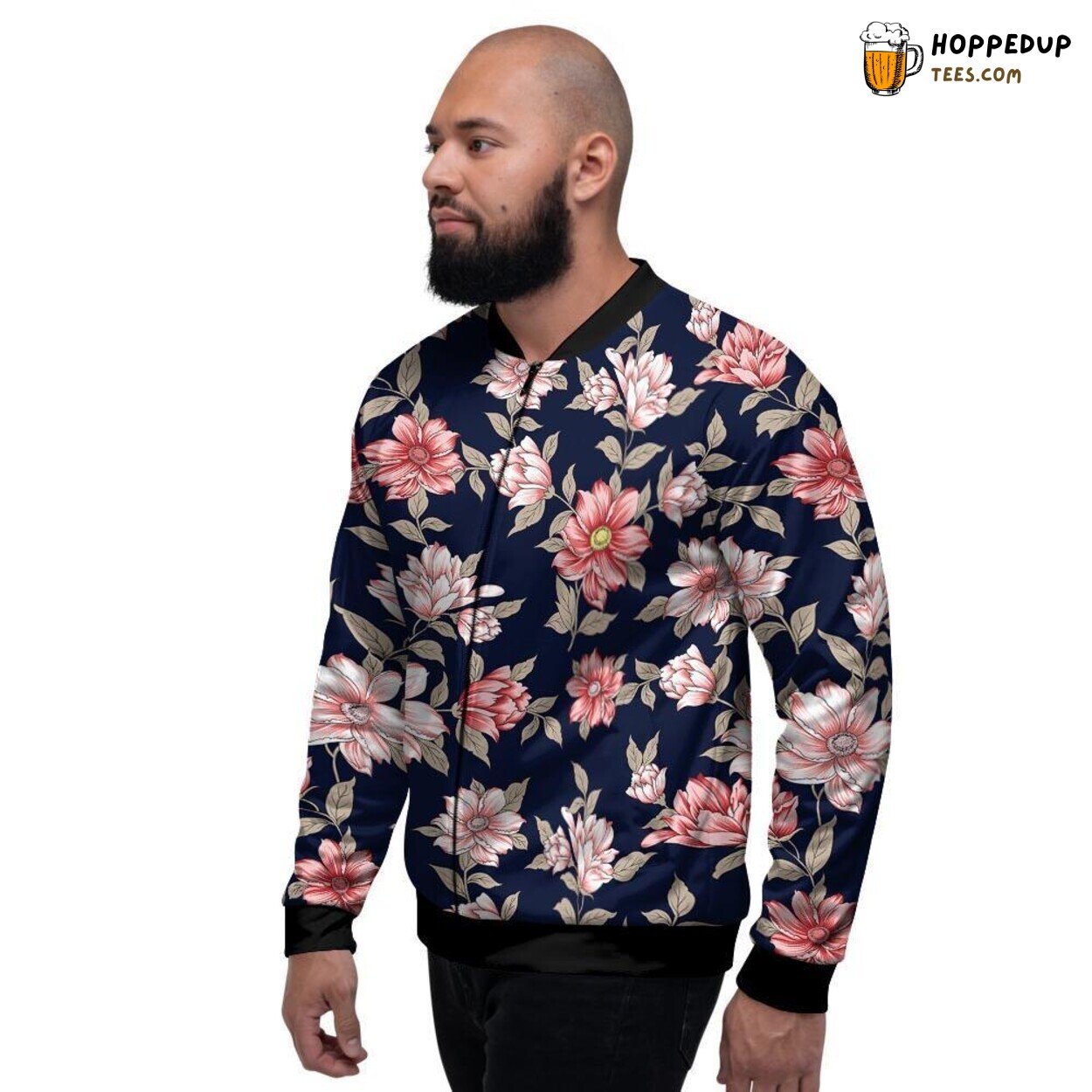 Blooming Roses in Vibrant Tones Men’s Bomber Jacket Romantic Floral Essence
