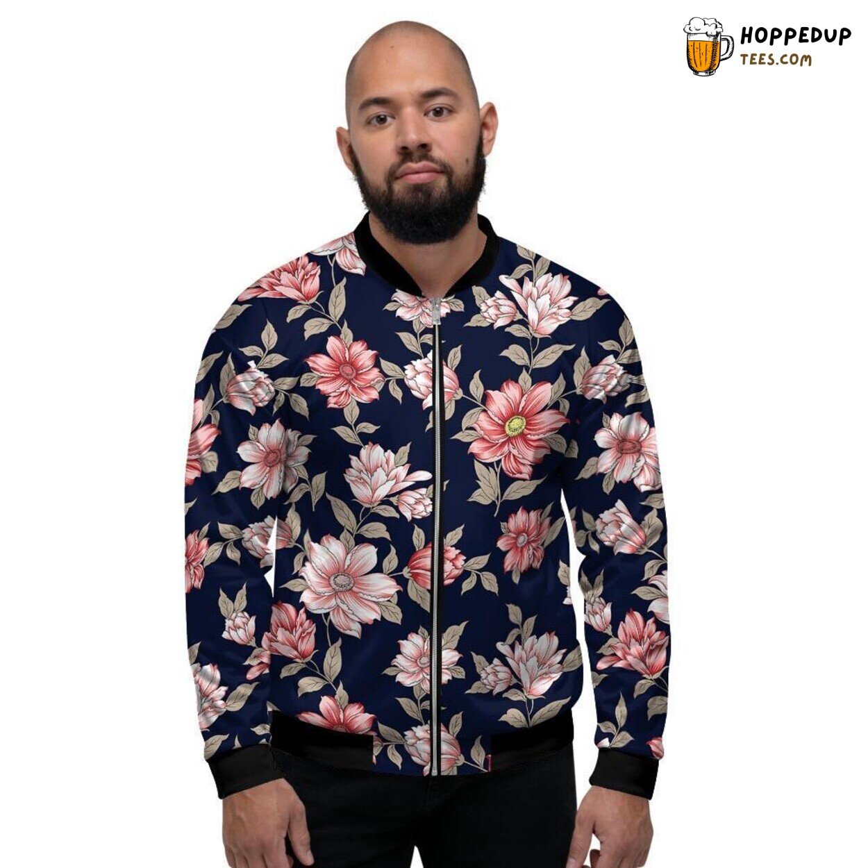Blooming Roses in Vibrant Tones Men’s Bomber Jacket Romantic Floral Essence