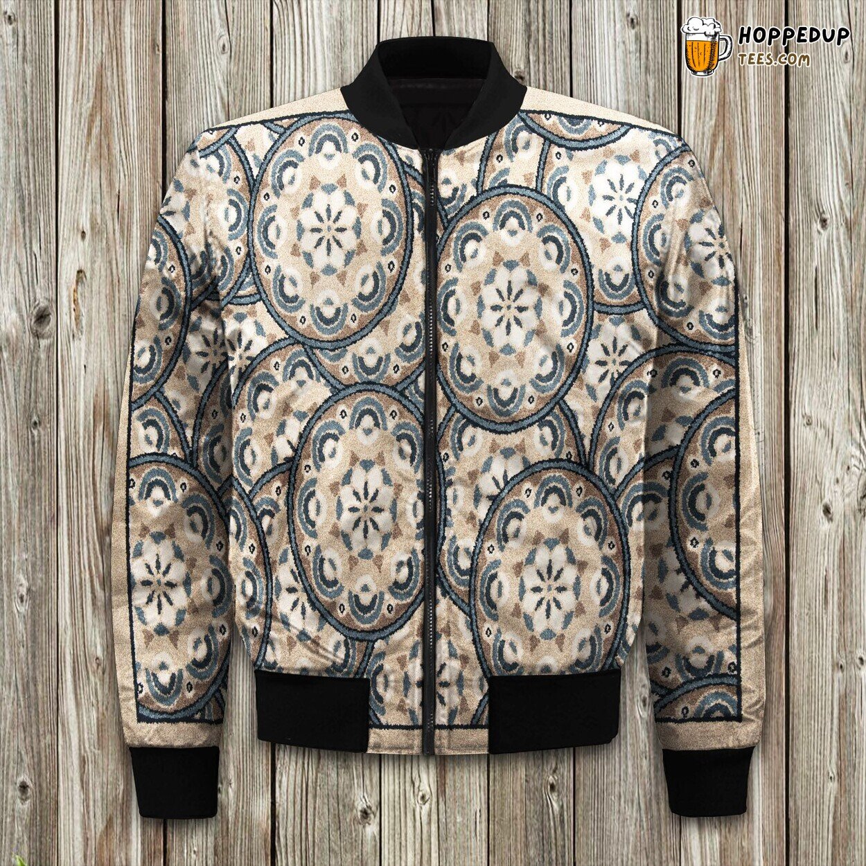 Blooming Serenity Gardens Print Winter Bomber Jacket Nature’s Peace Design