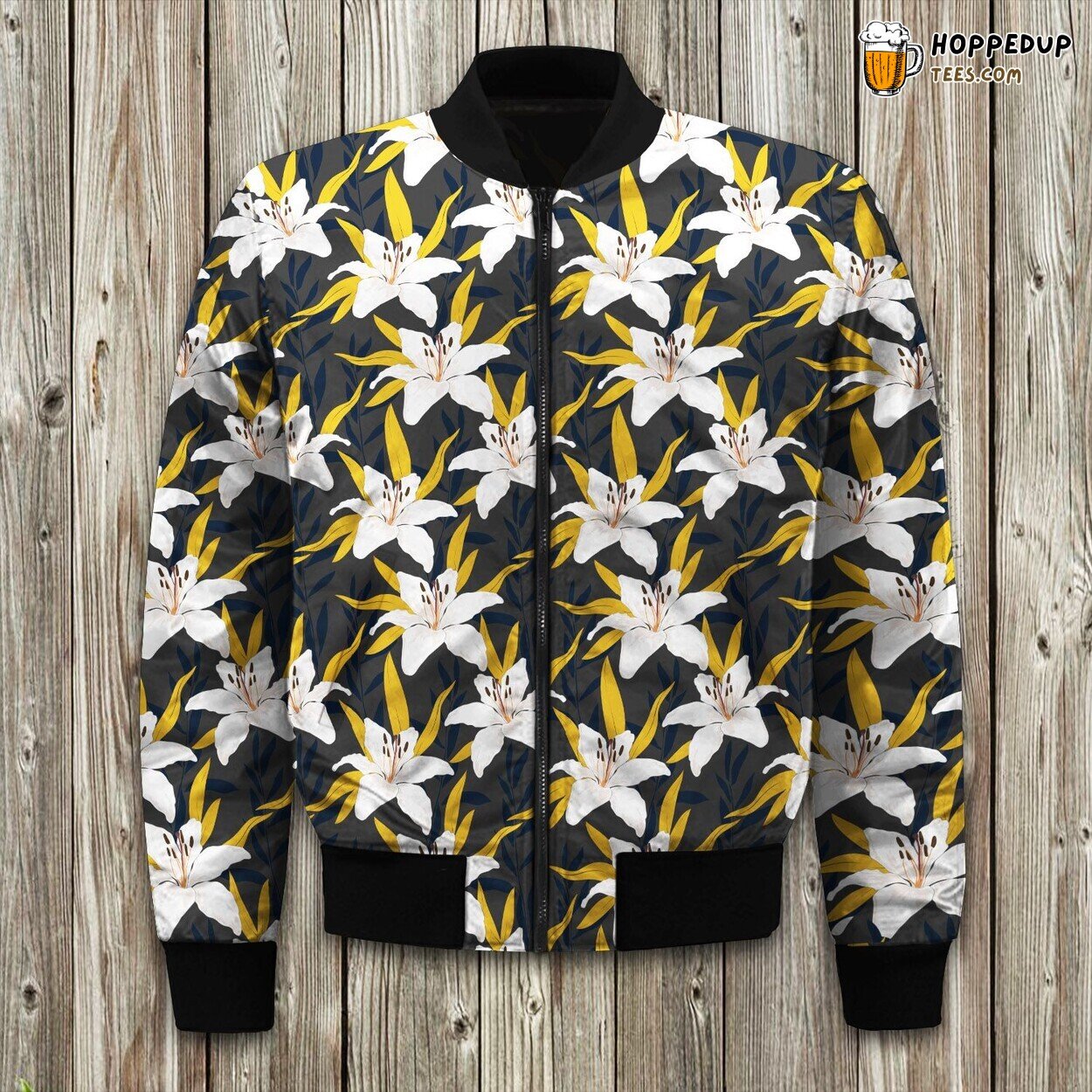 Blossoming Lily Bloom Winter Bomber Jacket Designer Series Luxe