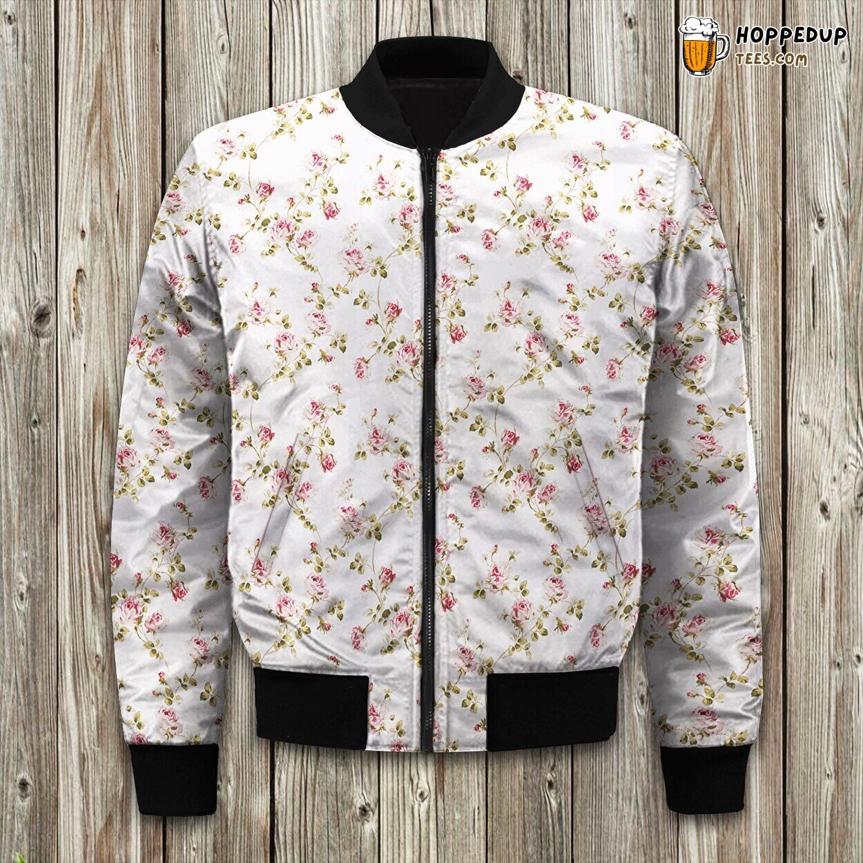 Blossoming Rosemary Rose Winter Bomber Jacket Floral Elegance Design