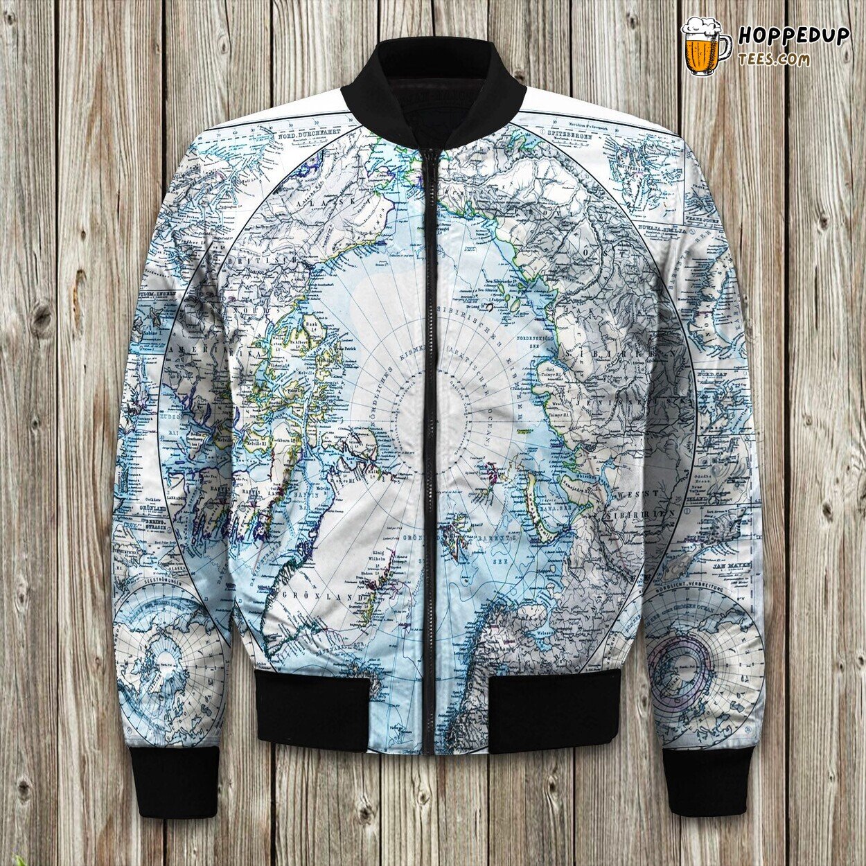 Blue Ancient World Map Bomber Jacket