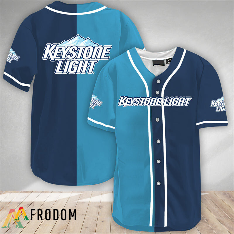 Blue And Navi Split Keystone Light Baseball Jersey HU