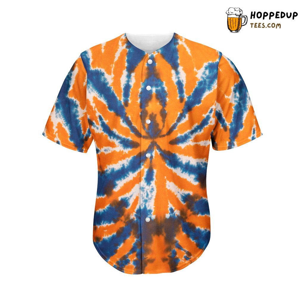 Blue And Orange Spider Tie Dye Baseball Tee Jersey Shirts 3D