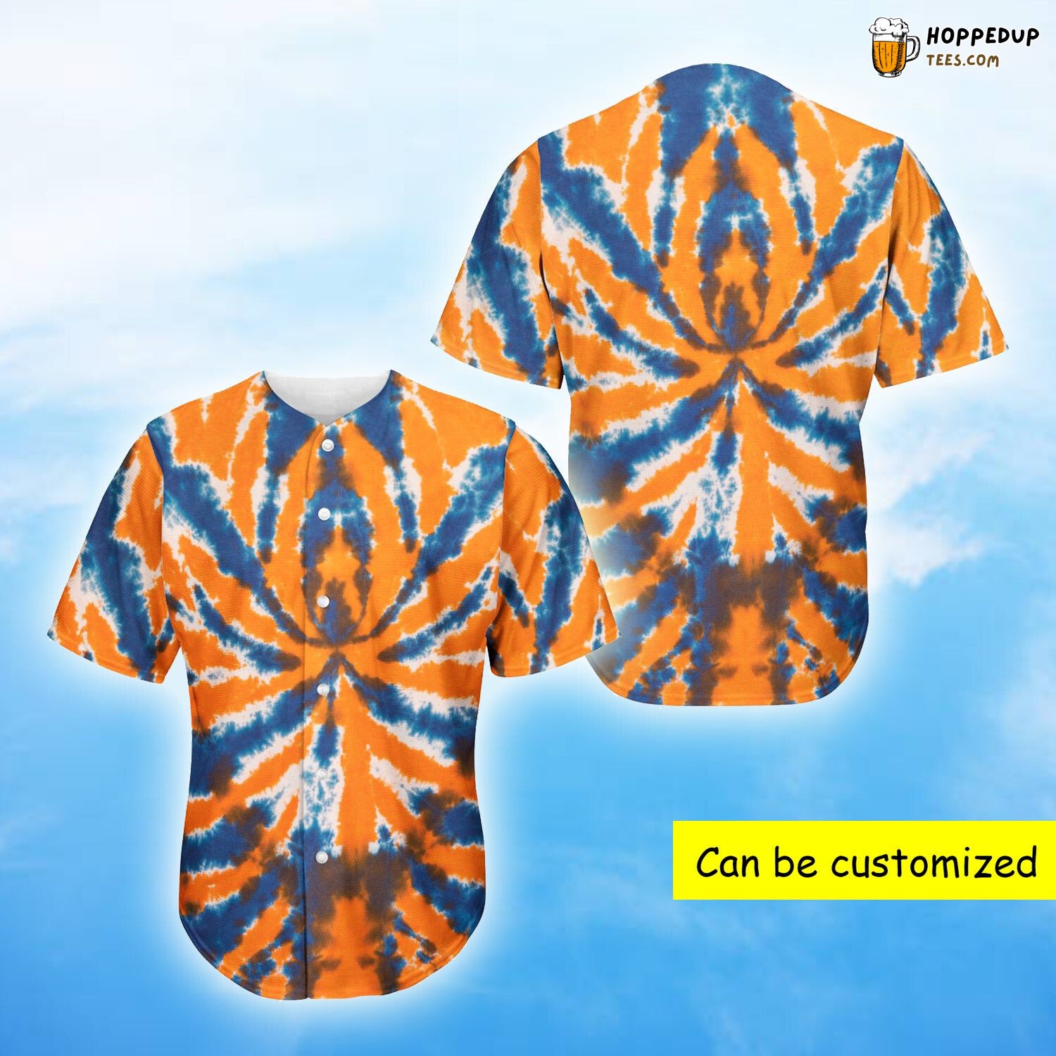 Blue And Orange Spider Tie Dye Baseball Tee Jersey Shirts 3D